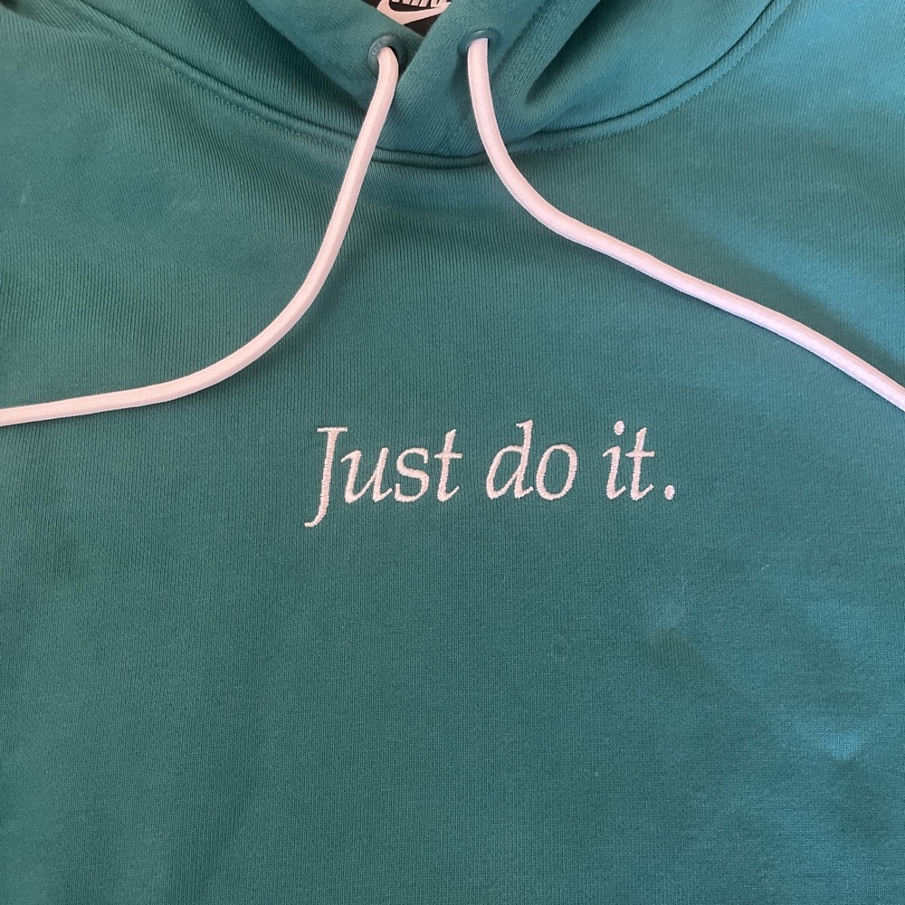 Green Nike "Just Do It" Hoodie Women's Size XXL - Picture 2 of 5